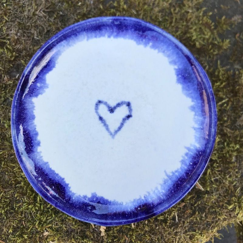 Conjunto de cuenco y plato Corazón Azul