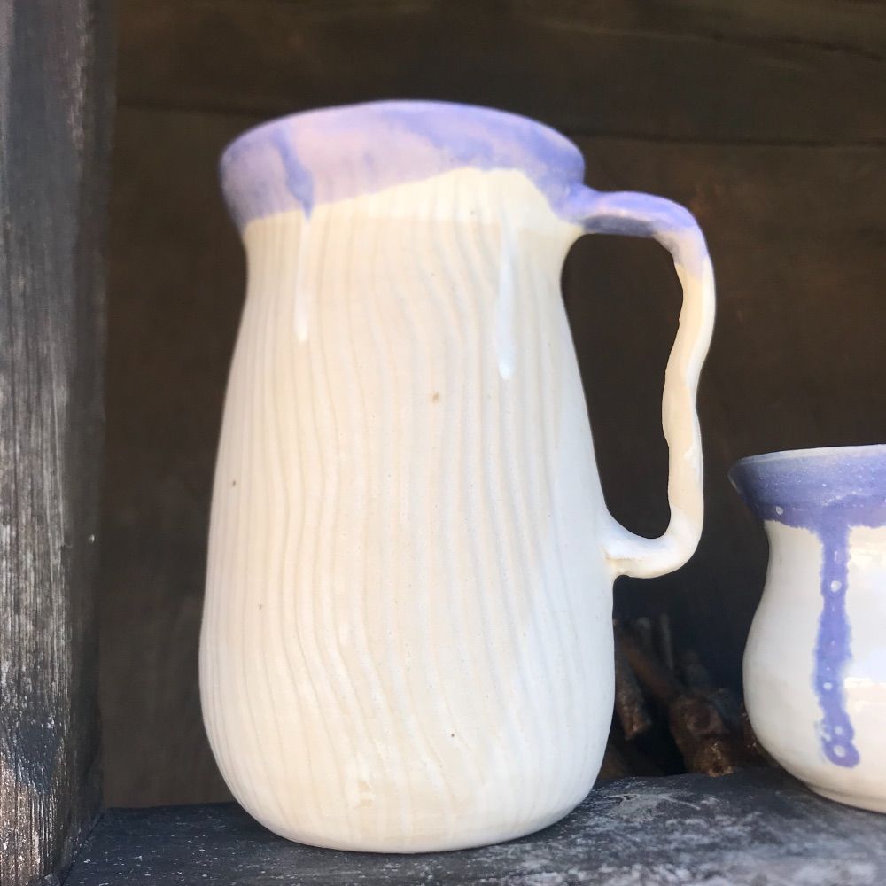 Ceramica gres  Blanca y morada
