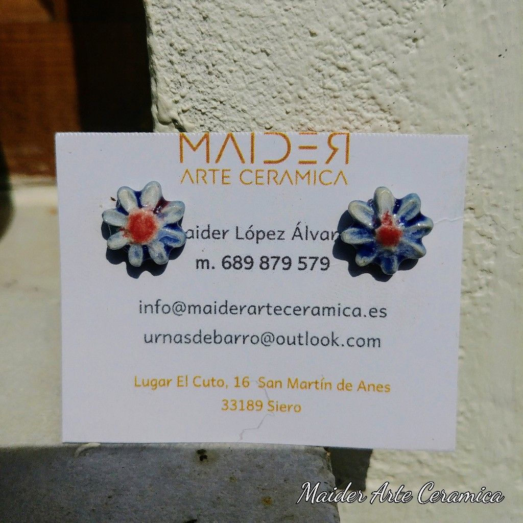 Conjunto Colgante y pendientes Flor de Cobalto